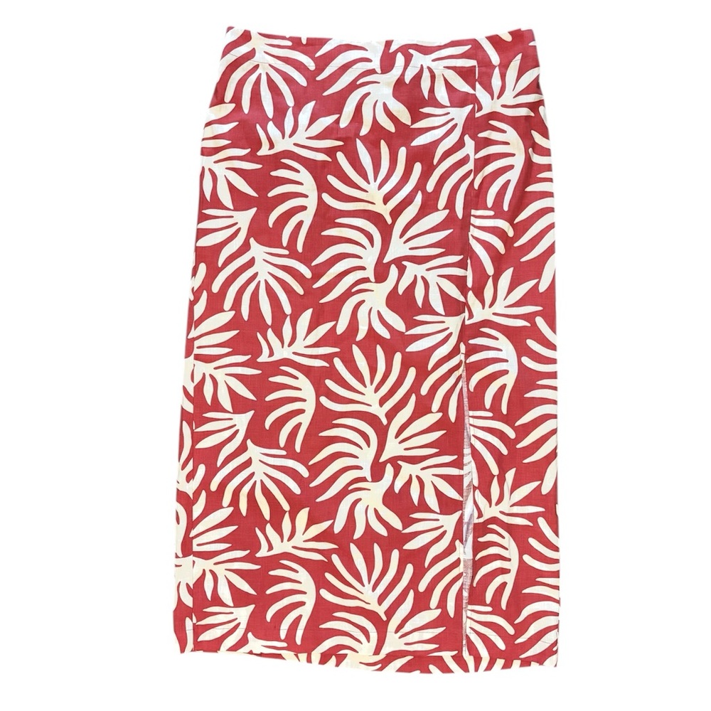 NWT Red and Cream Leaf Print Skirt Sz XL